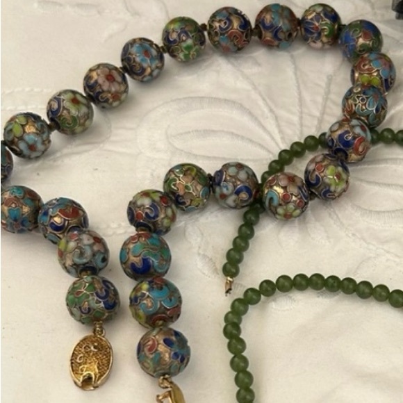 Antique Cloisonné and Jade Necklaces - Picture 10 of 11